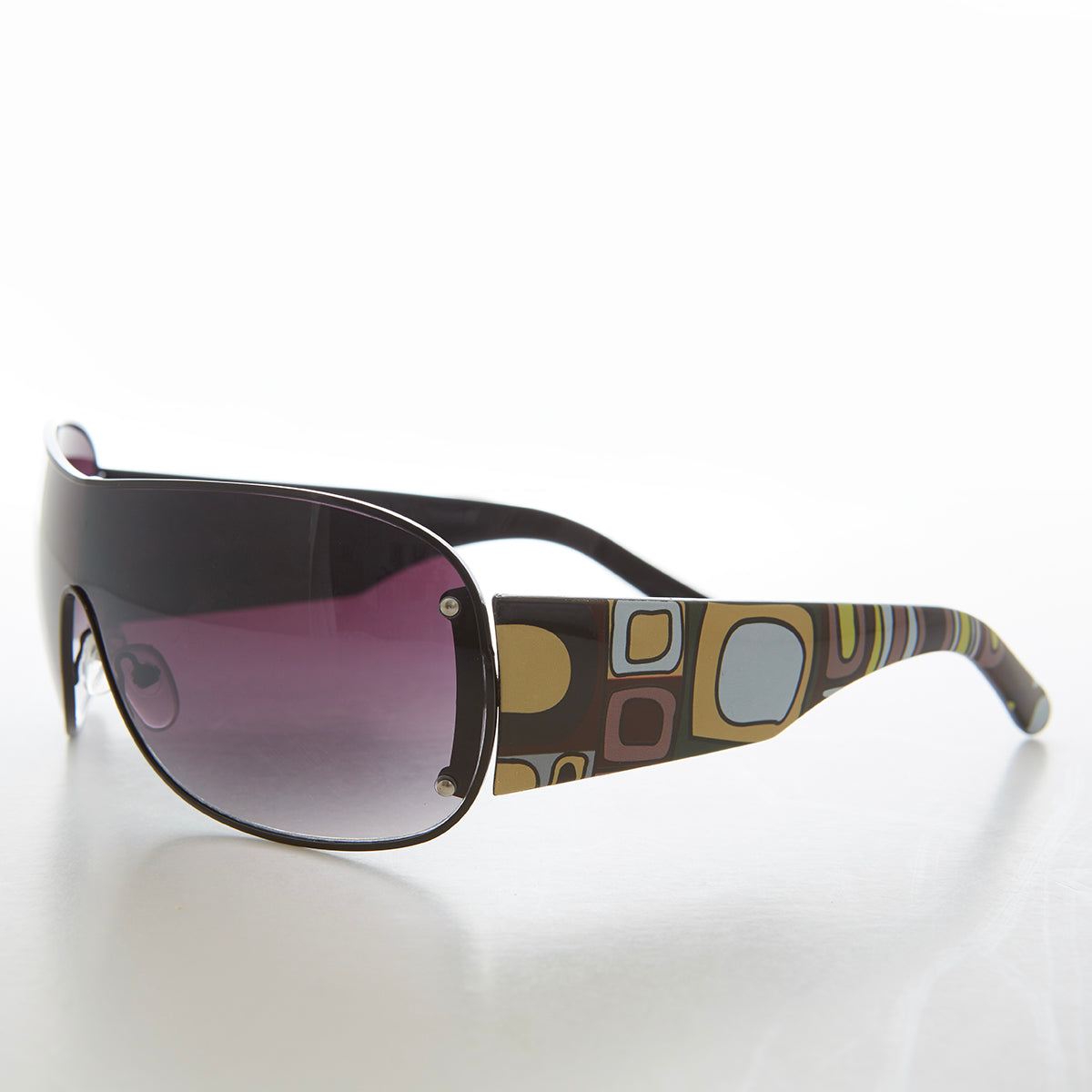 Shield Sunglasses with Mod Pattern Temples -  Trek