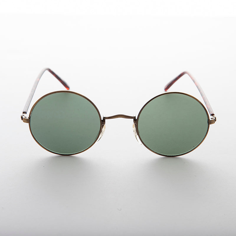 Round Hippy Vintage Sunglass with Glass Lens - Trinity