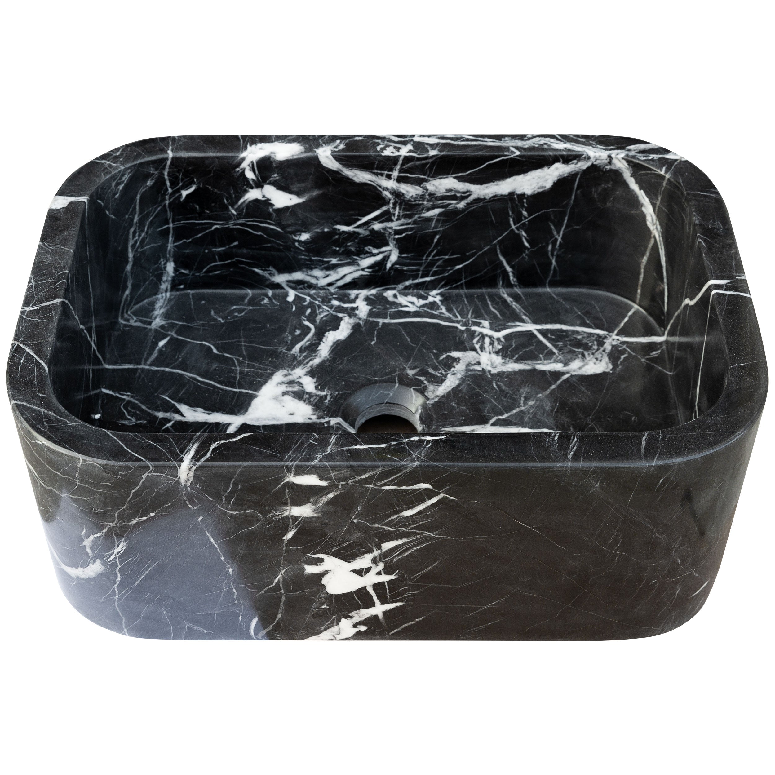 Toros Black Marble Rectangular Wall-mount Bathroom Sink (W)12" (W)18" (H)7"