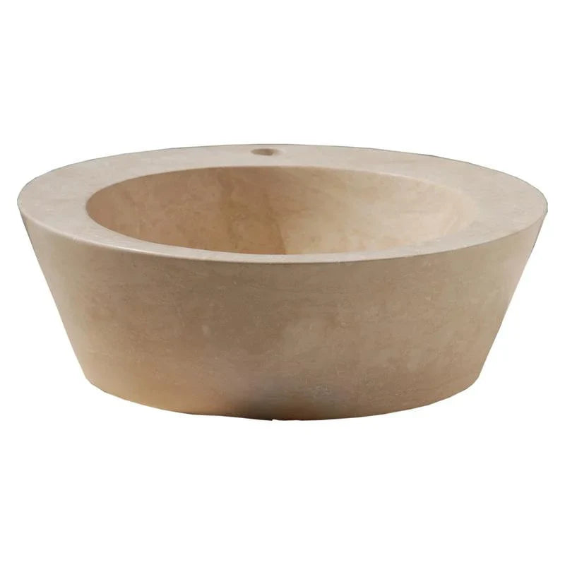 Troia Light Travertine Natural Stone Above Vanity Bathroom Vessel Sink (D)16" (H)6"