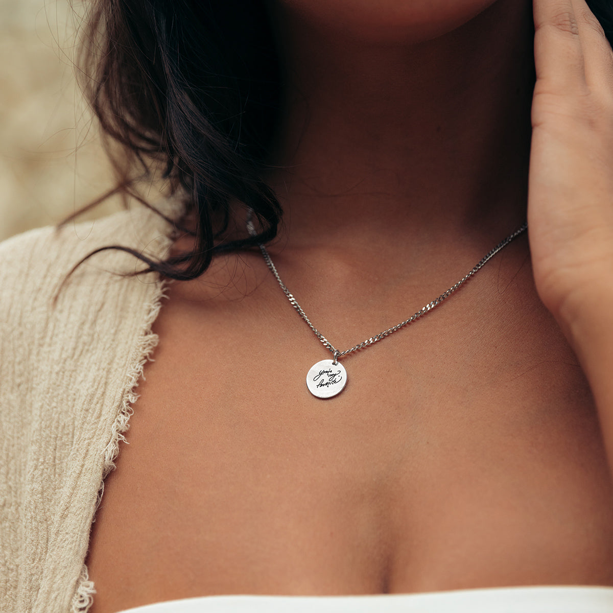 Handwriting Coin Necklace