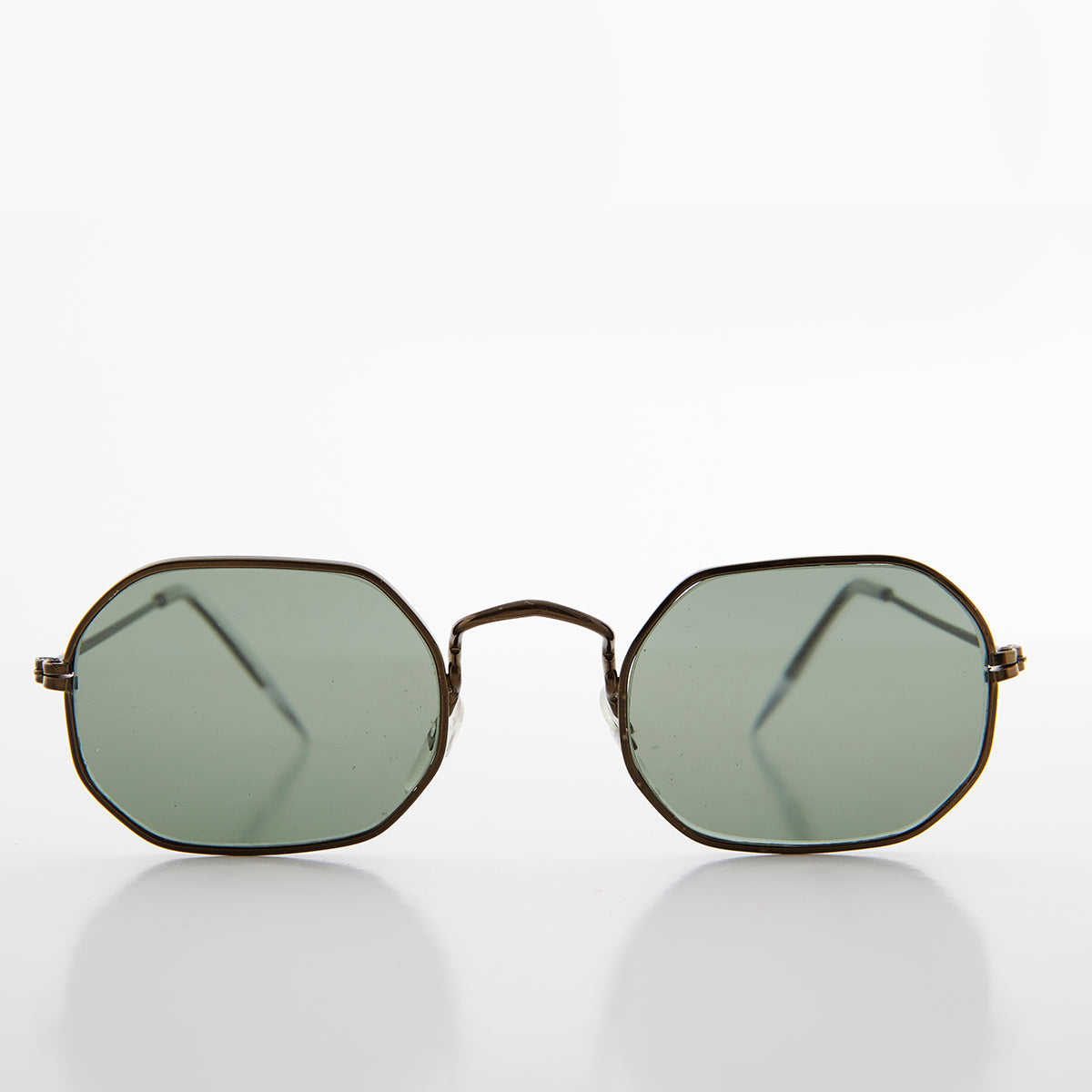 Octagonal Metal Frame Sunglass with Glass Lens - Vine