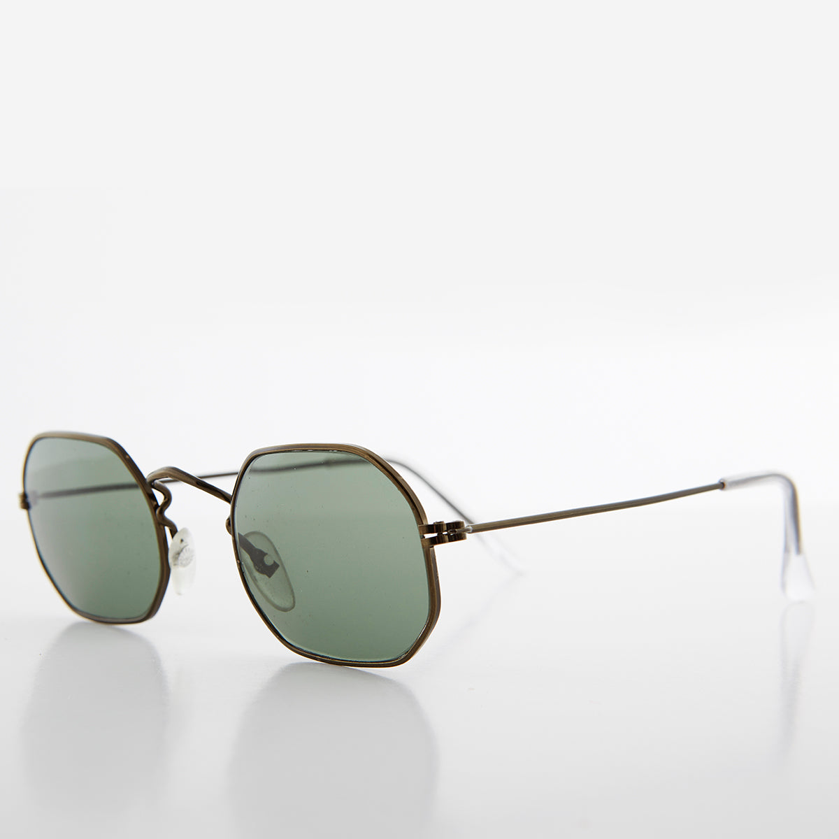 Octagonal Metal Frame Sunglass with Glass Lens - Vine