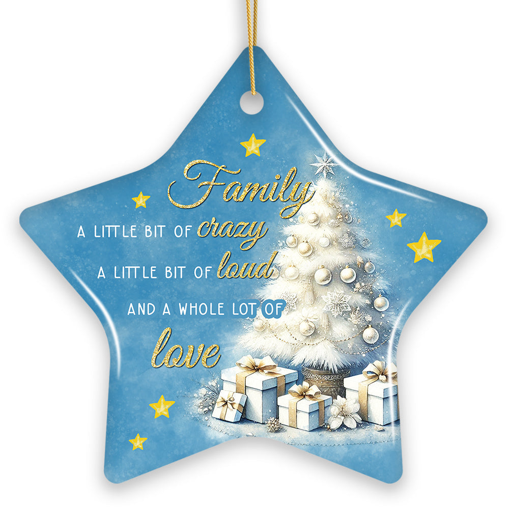 Whimsical Family Quote Ornament, Enchanting White Christmas Appreciation Gift and Tree Decor