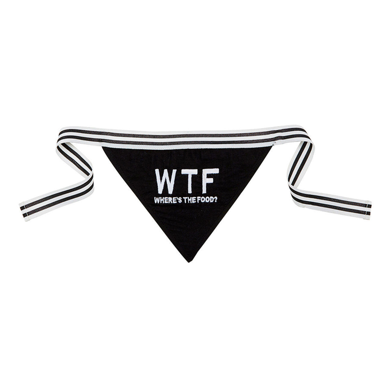 WTF - Where's The Food? Pet Bandana in Black | Cotton Pet Accessory | 9" x 6"