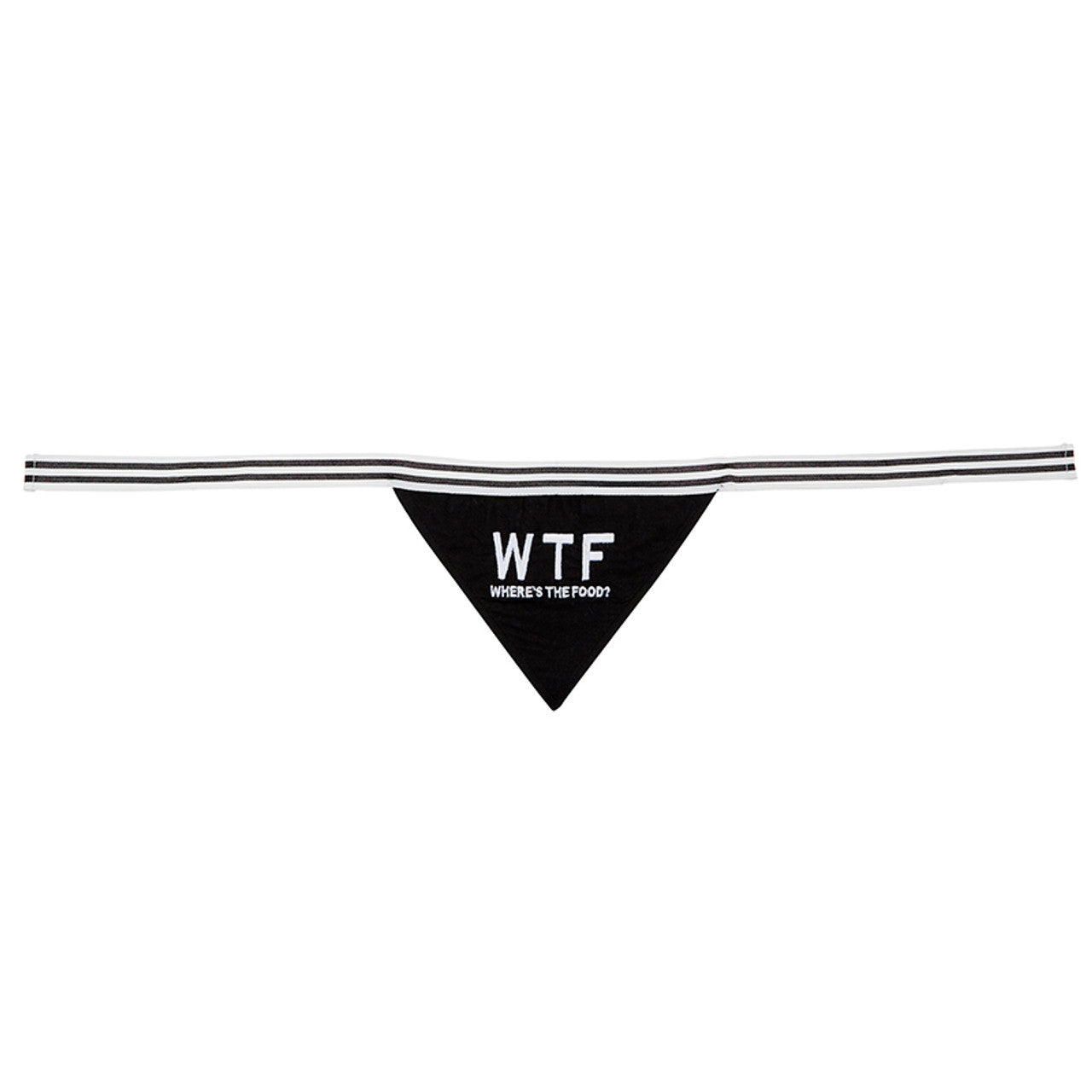 WTF - Where's The Food? Pet Bandana in Black | Cotton Pet Accessory | 9" x 6"