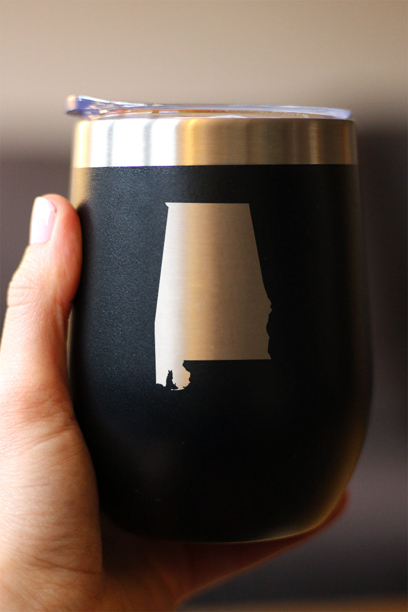 Alabama State Outline - Wine Tumbler