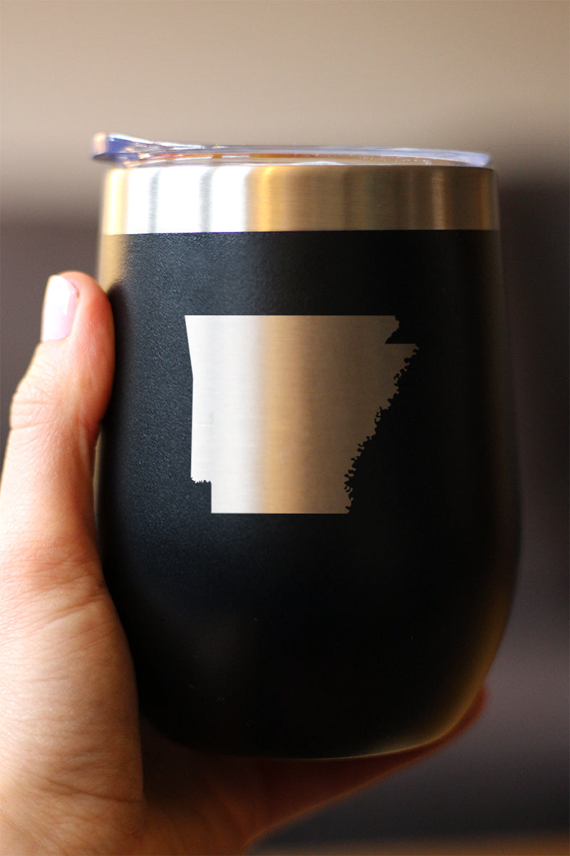 Arkansas State Outline - Wine Tumbler