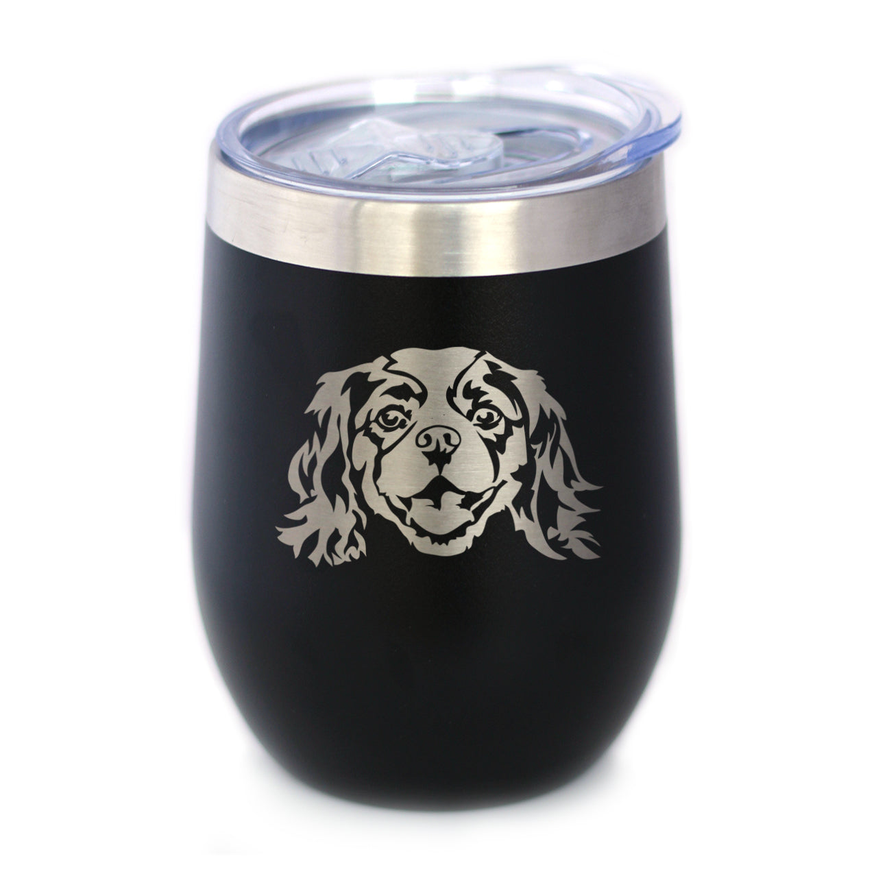 Cavalier King Charles Spaniel Face - Wine Tumbler