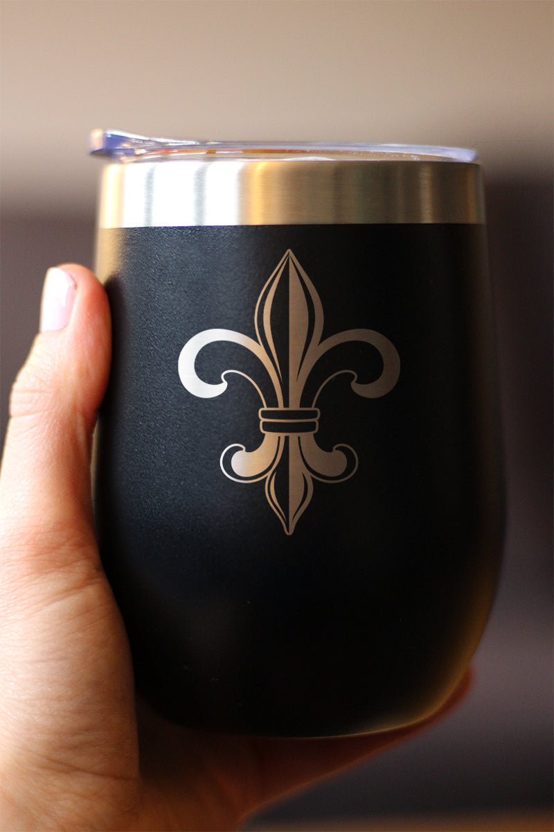 Fleur de Lis - Cute Lily Themed Gifts - Gift for Lovers of French & Italian Culture - Wine Tumbler