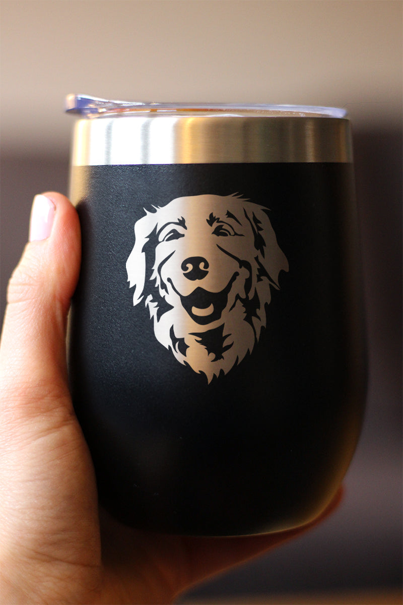 NEW Golden Retriever Happy Face - Wine Tumbler