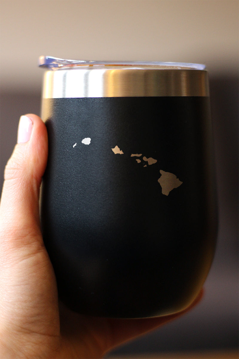 Hawaii State Outline - Wine Tumbler