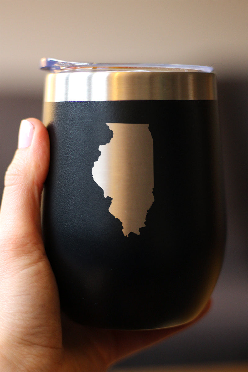 Illinois State Outline - Wine Tumbler