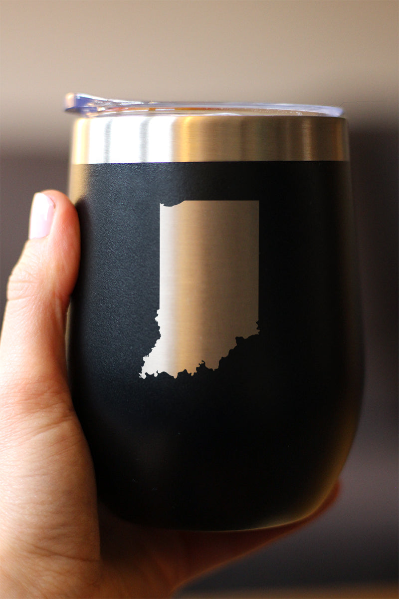 Indiana State Outline - Wine Tumbler