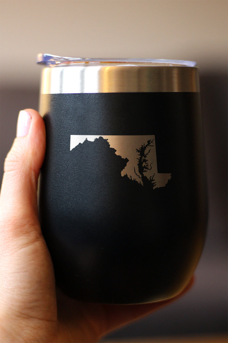 Maryland State Outline - Wine Tumbler