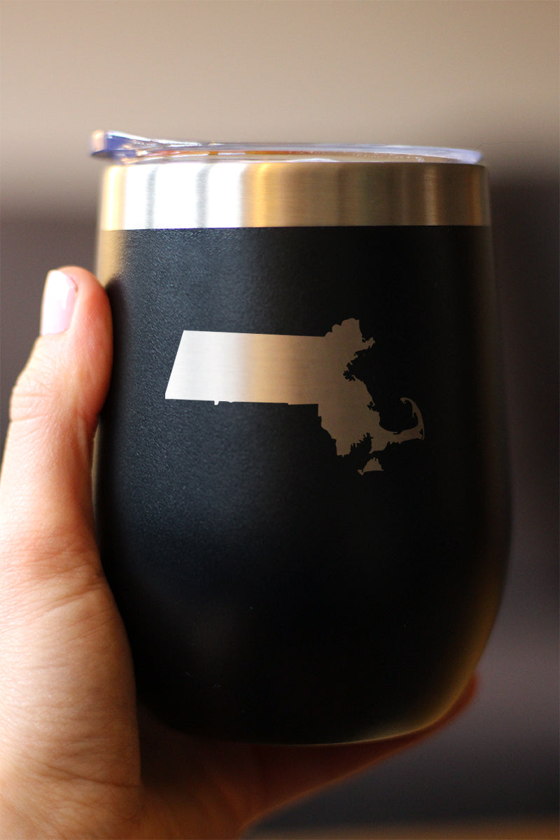 Massachusetts State Outline - Wine Tumbler