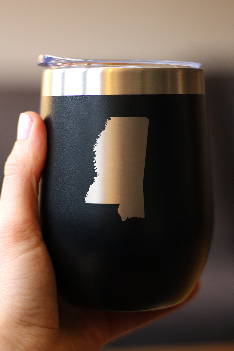 Mississippi State Outline - Wine Tumbler