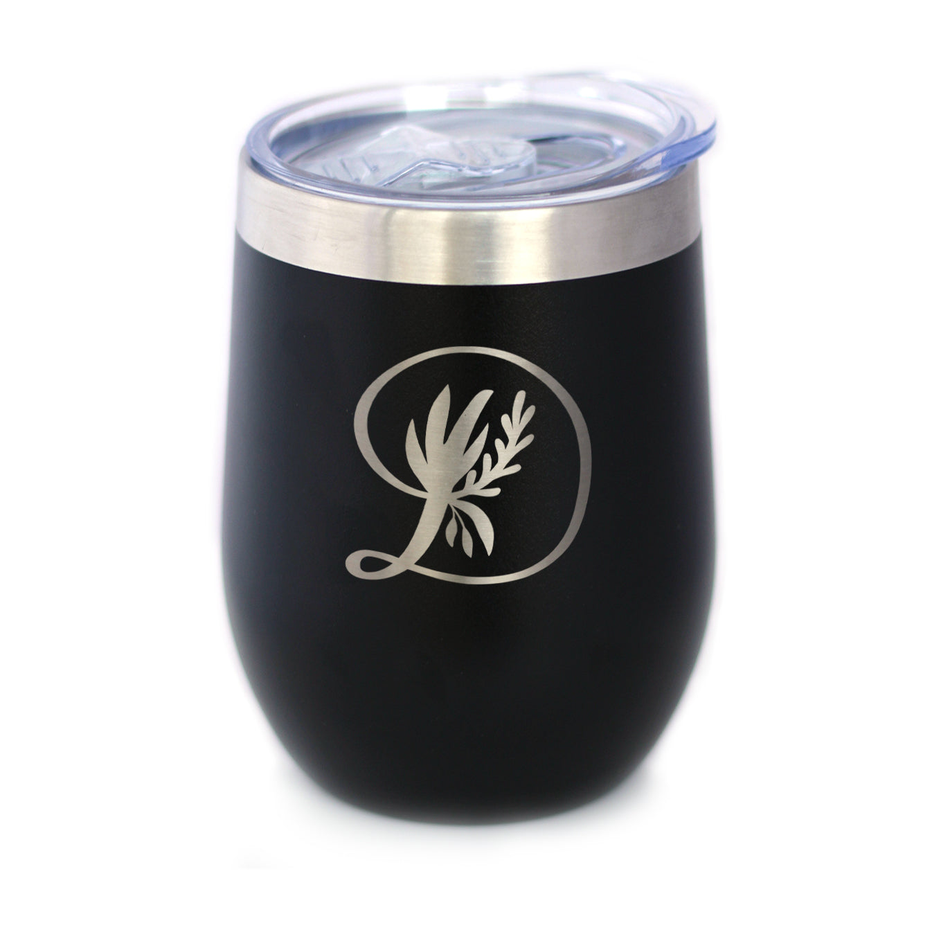 Monogram Floral Initial Letter D - Wine Tumbler