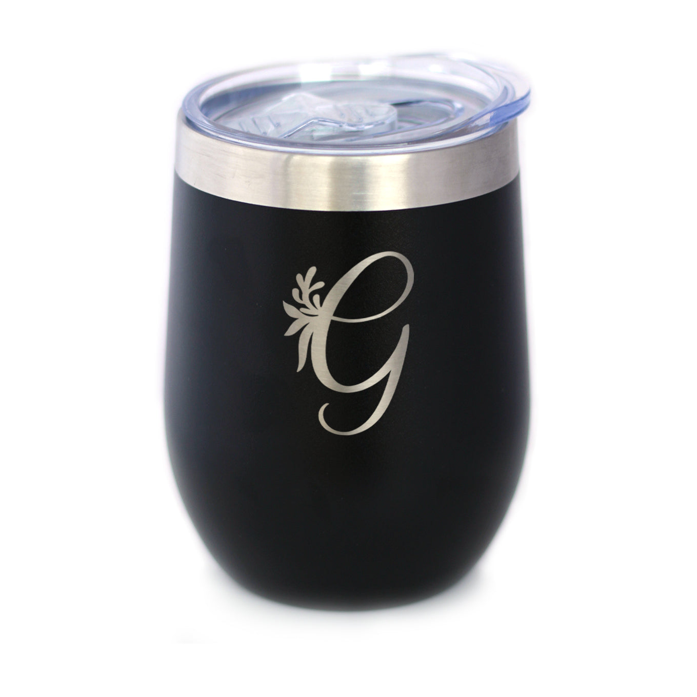 Monogram Floral Initial Letter G - Wine Tumbler