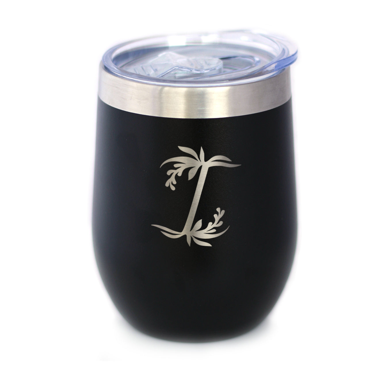 Monogram Floral Initial Letter I - Wine Tumbler