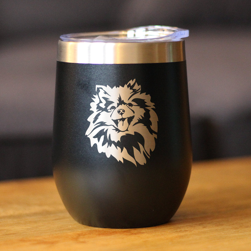 Pomeranian Face - Wine Tumbler