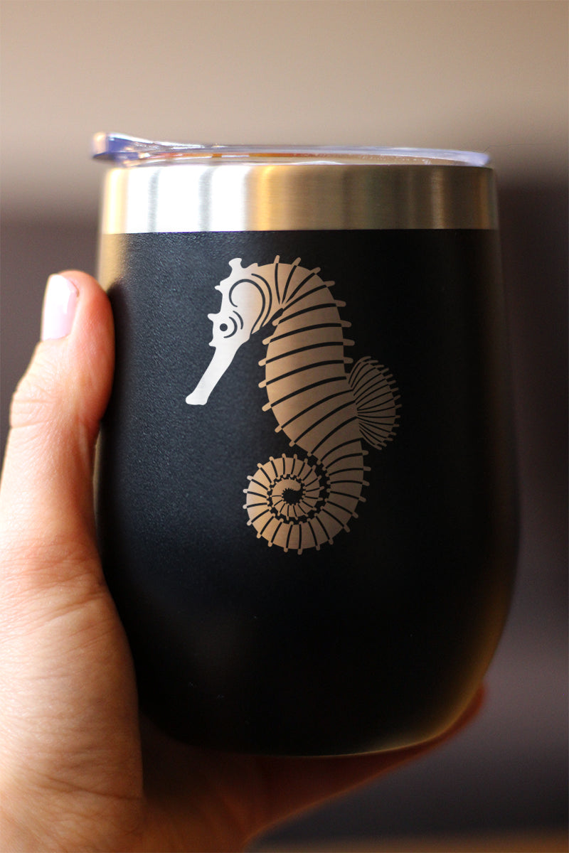 Seahorse - Cute Nautical Theme Gifts for Beach House - Wine Tumbler