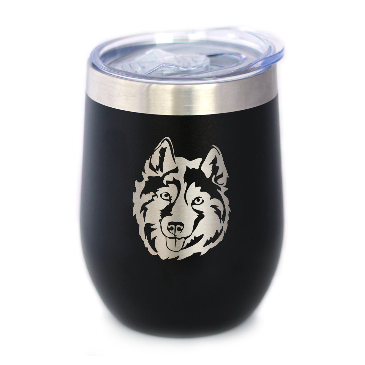 Siberian Husky Face - Wine Tumbler