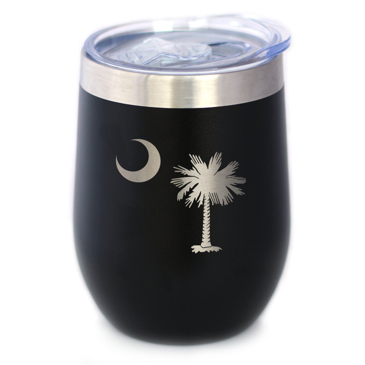 South Carolina Flag - Wine Tumbler Glass with Sliding Lid - Stainless Steel Insulated Mug - State Themed Drinking Decor and Gifts for South Carolinian Women & Men