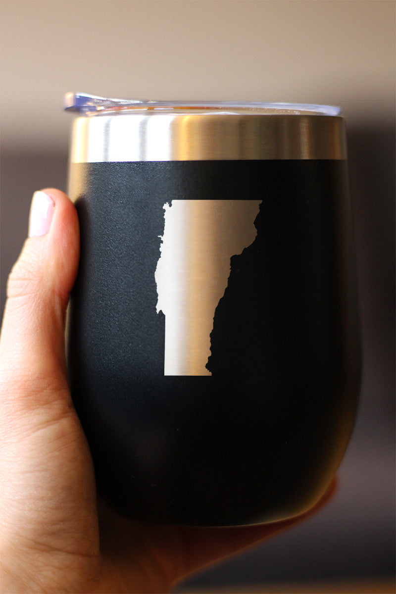 Vermont State Outline - Wine Tumbler