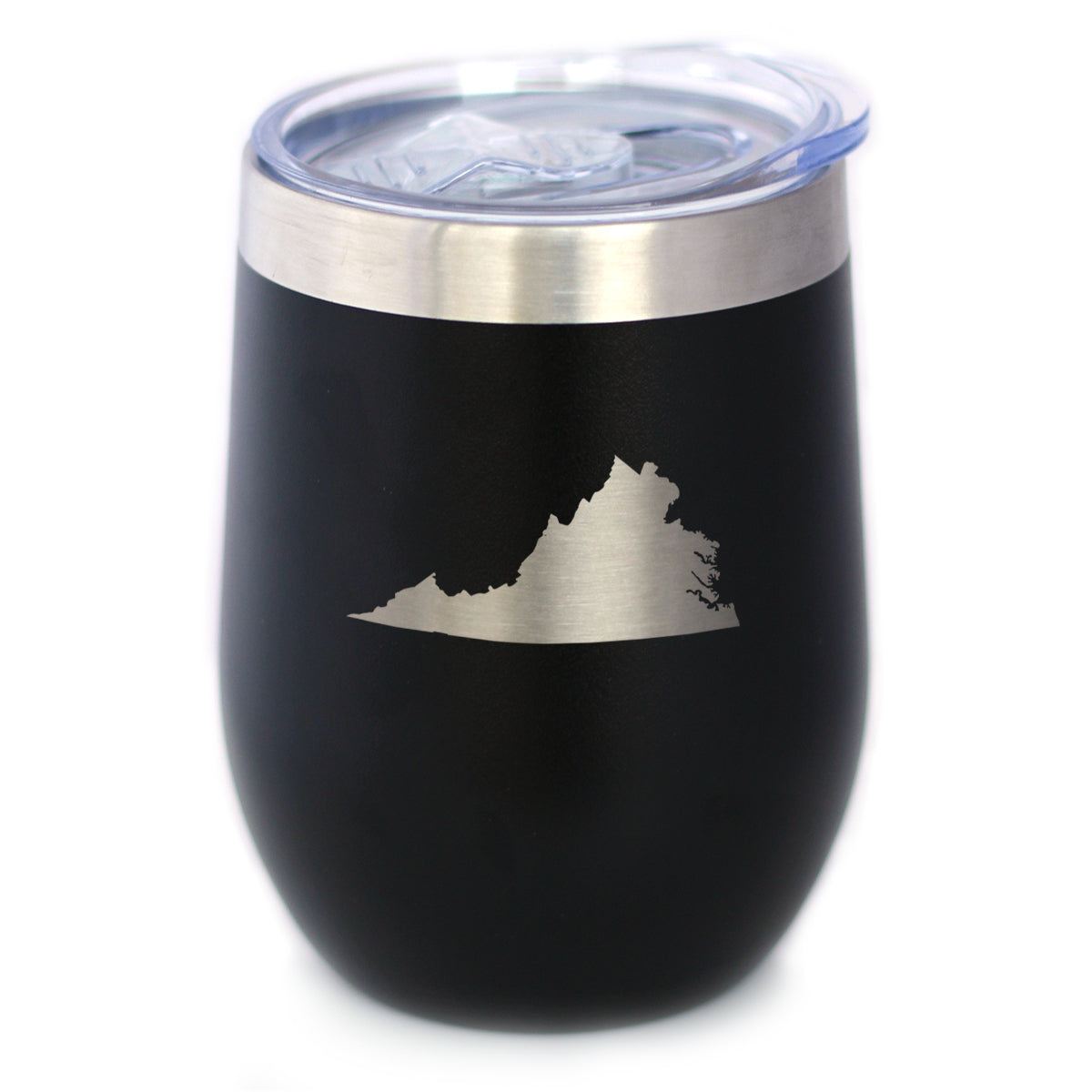 Virginia State Outline - Wine Tumbler Glass with Sliding Lid - Stainless Steel Insulated Mug - Virginia Gifts for Women and Men Virginians