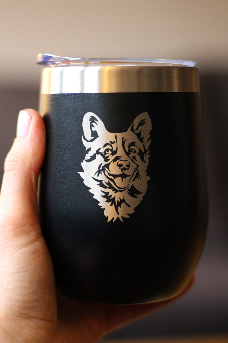 Welsh Corgi Face - Wine Tumbler