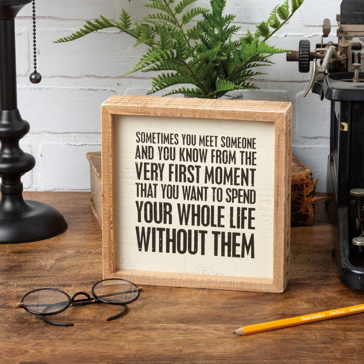 Whole Life Without Them Inset Box Sign | Snarky Square Wooden Decor | 7" x 7"