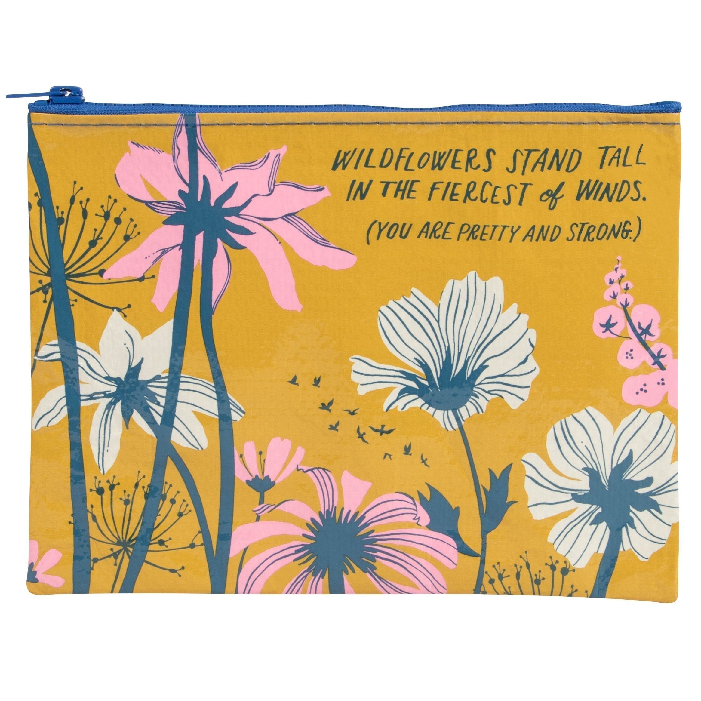 Wildflowers Stand Tall In The Fiercest Of Winds Zipper Pouch | Storage Case Organizer | 7.25" x 9.5" | BlueQ at GetBullish