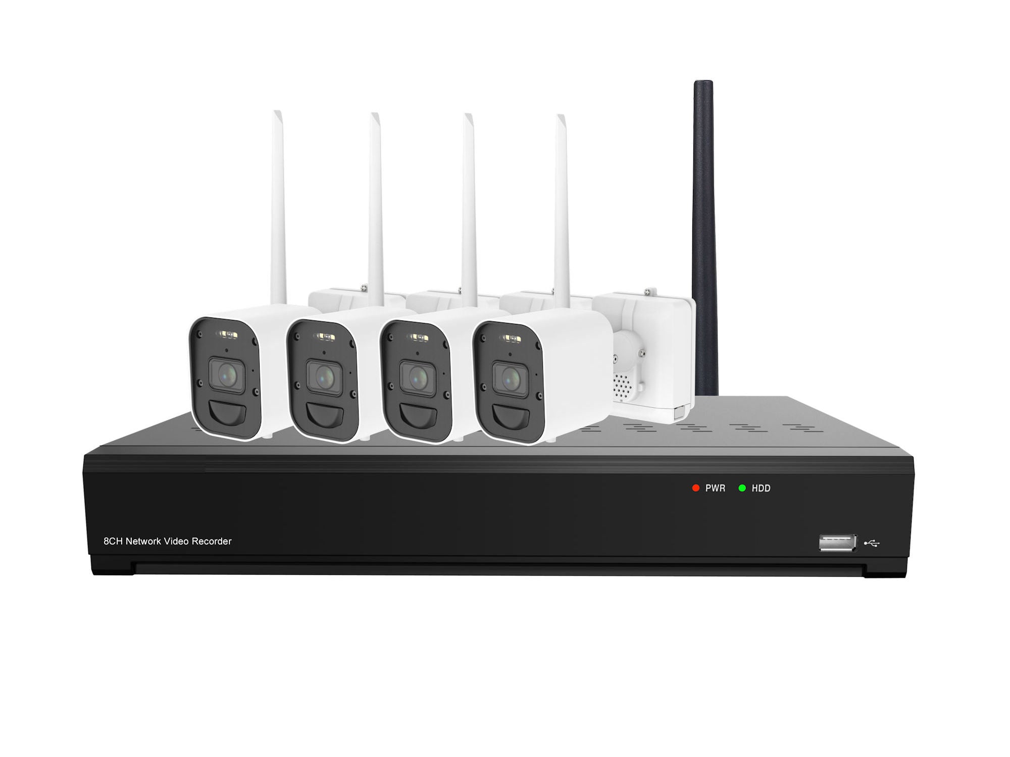 X-NVR-BCK: 8ch Long-Range Wifi NVR Kit w/ 4 x 4K Wireless Battery Cameras w/Active Deterrence