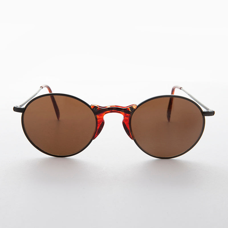 Round Unique Keyhole Acetate Bridge Vintage Sunglass - Ziggy