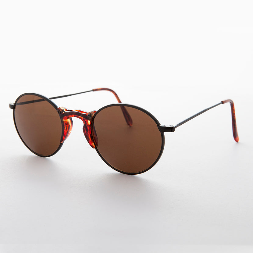 Round Unique Keyhole Acetate Bridge Vintage Sunglass - Ziggy