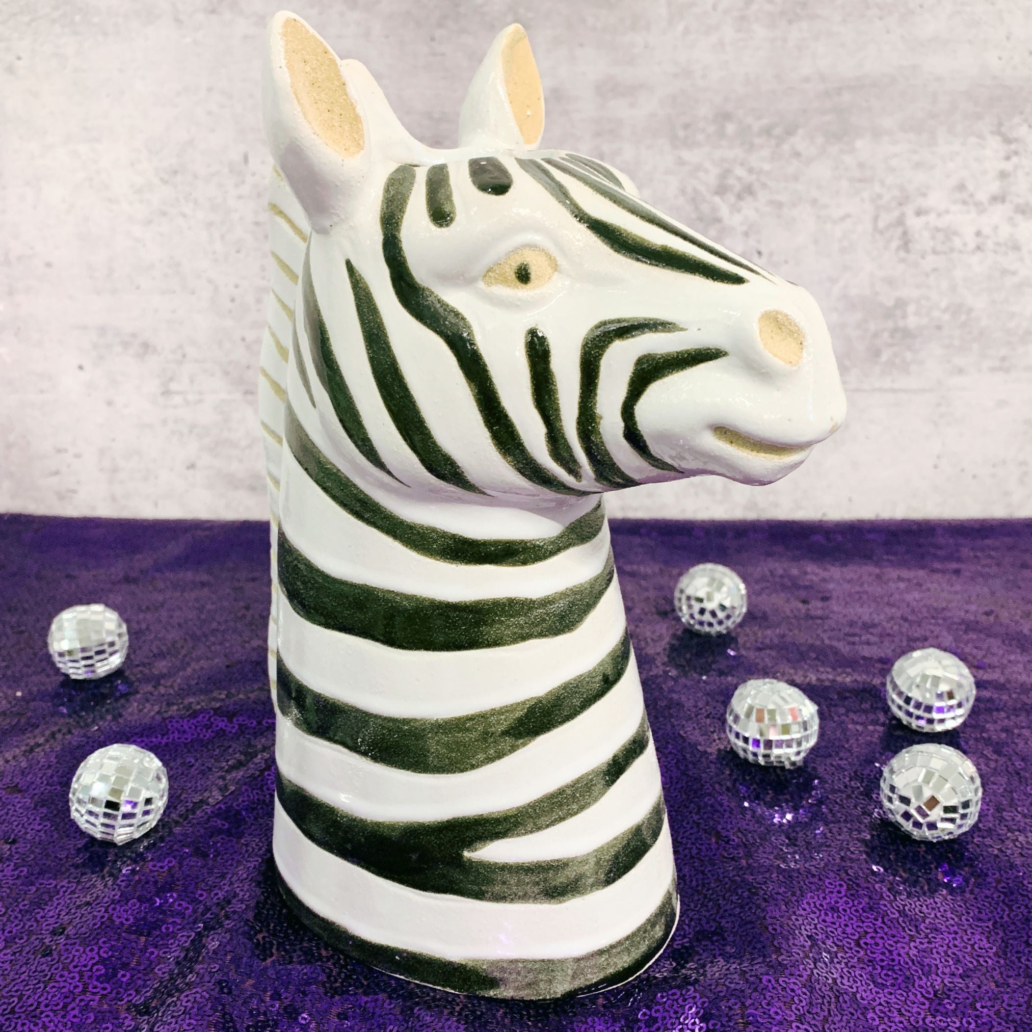 Zebra Vase Planter | 8.5" High Fabulous Ceramic Black and White Stripe Vase for Flowers or Plants