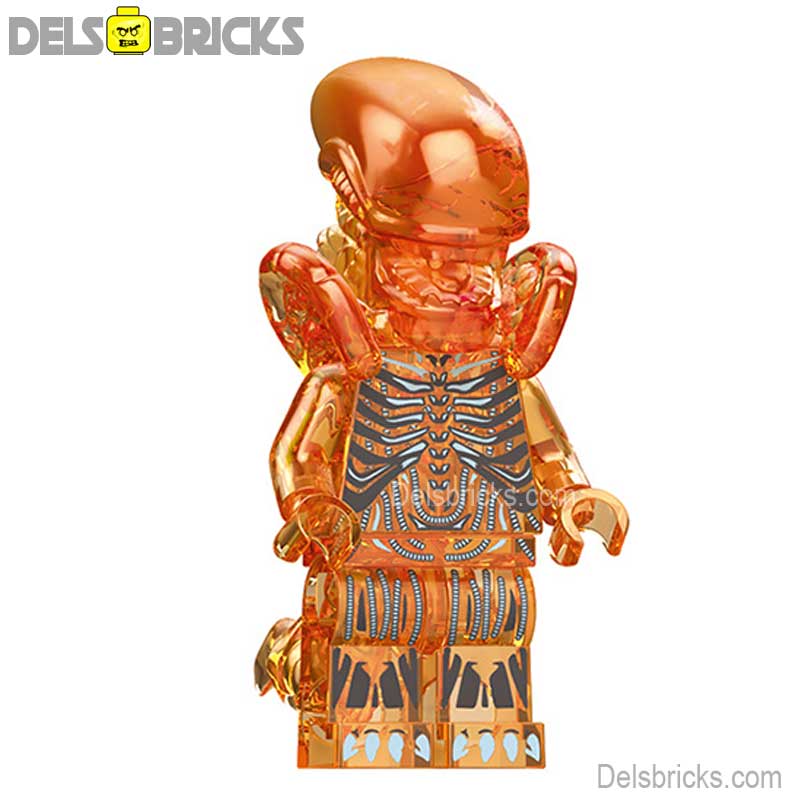 Aliens Xenomorph transparent orange Lego custom Minifigures