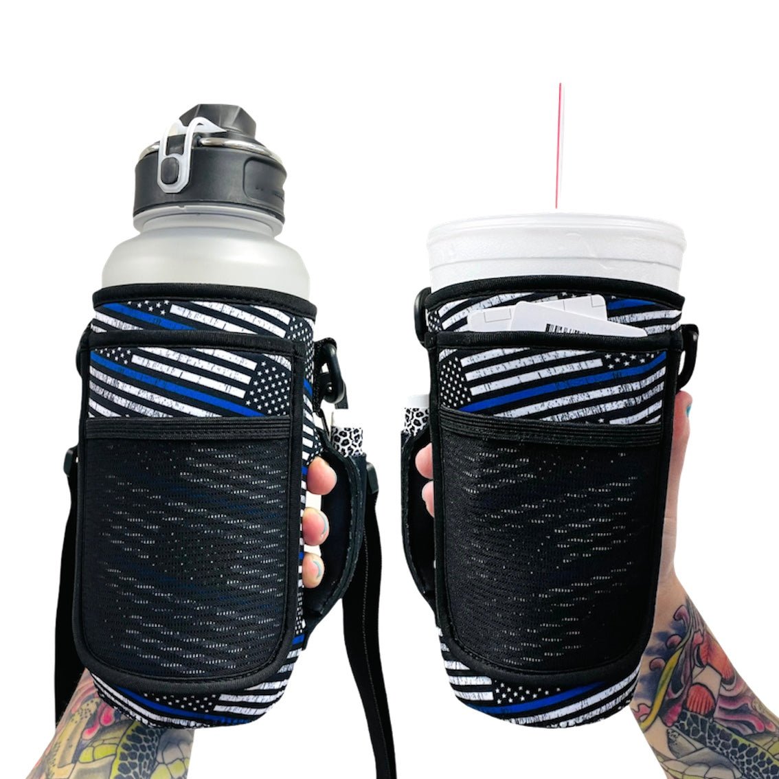 Back The Blue 30-40oz Tumbler Handler™  With Carrying Strap