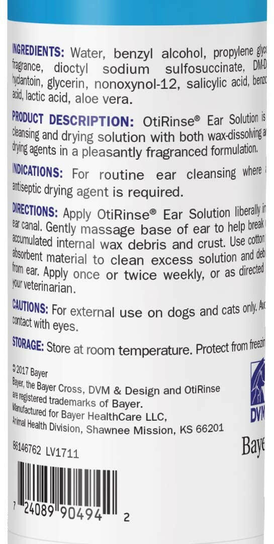 OtiRinse Ear Cleansing/Drying Solution for Dogs & Cats (8 oz)