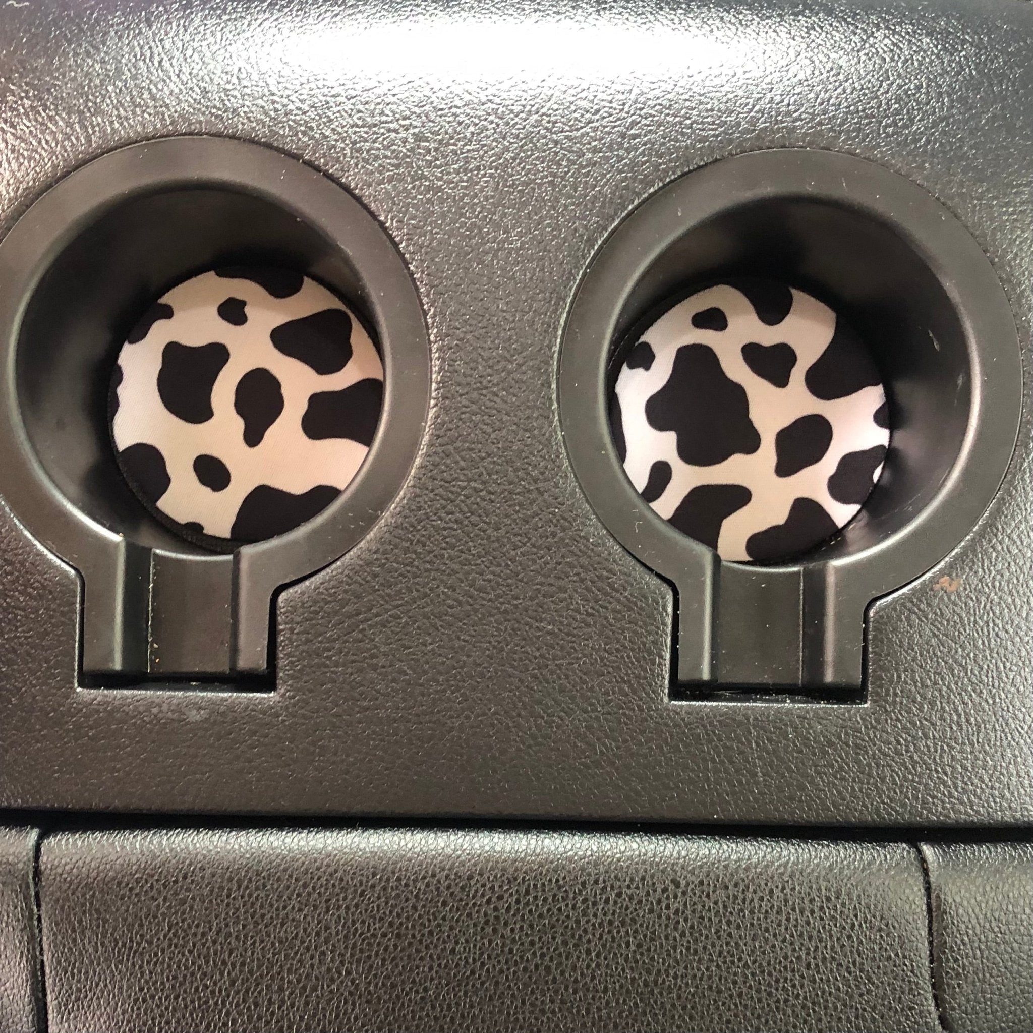 Black and White Cow Print Neoprene Car Coasters