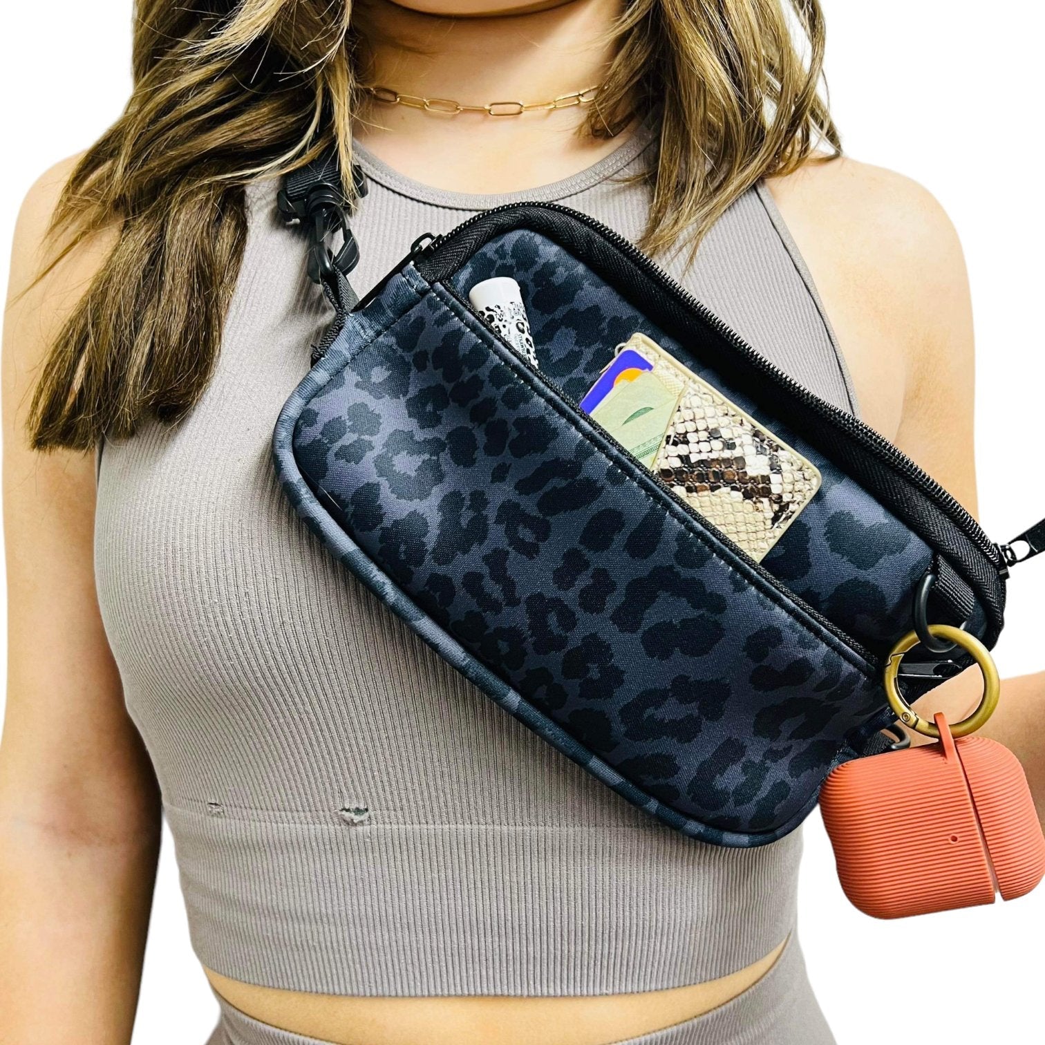 Black Leopard Cross Body Purse