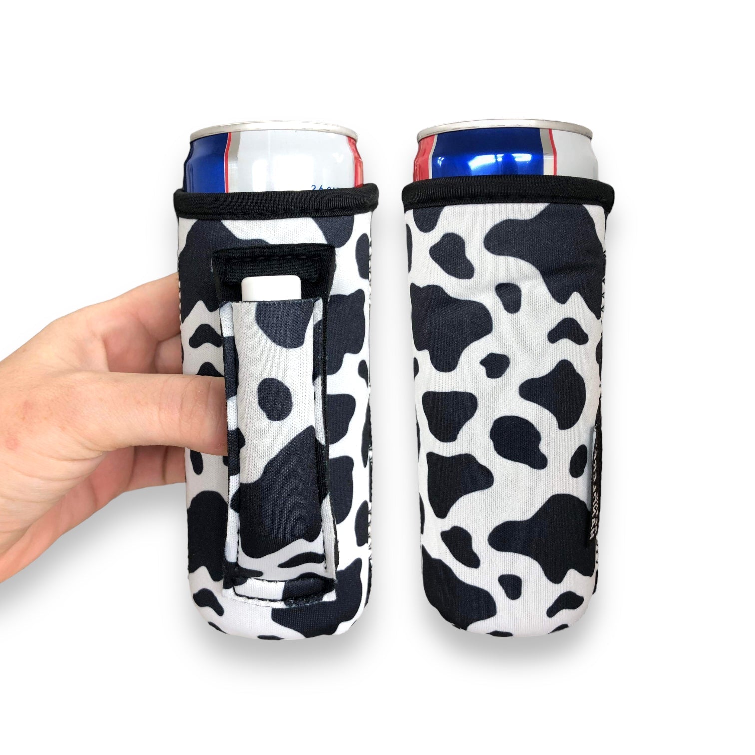 Black & White Cow Print 12oz Slim Can Handler™