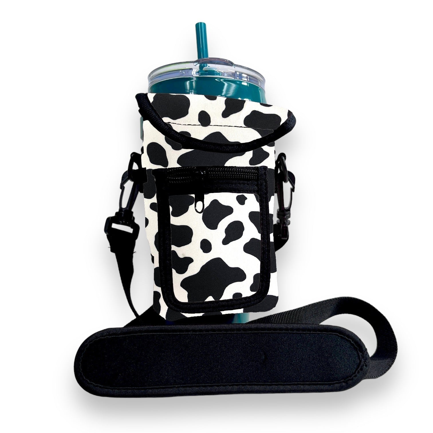 Black & White Cow Wrap Around Drink Pocket