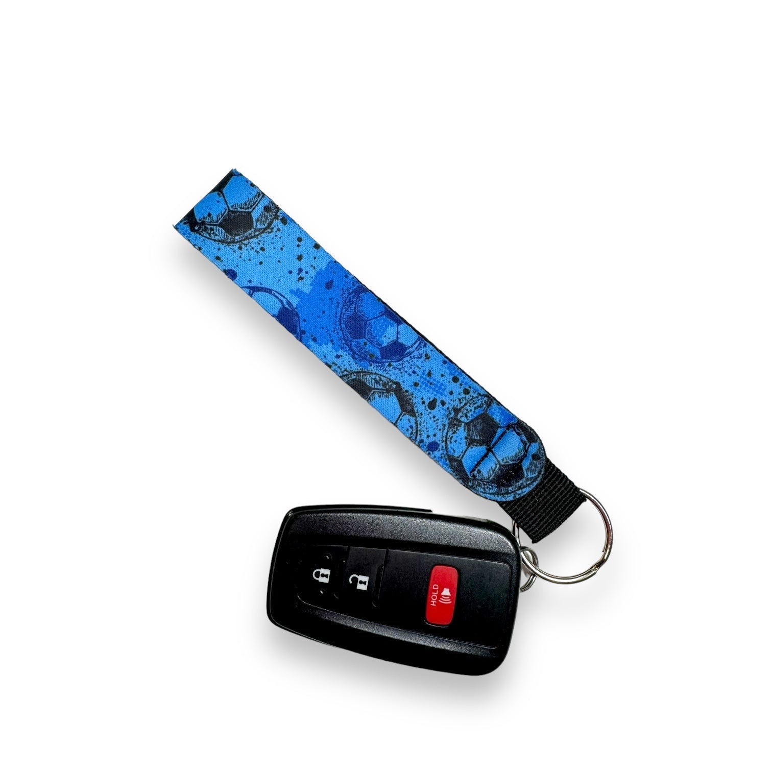 Blue Soccer Wristlet Keychain