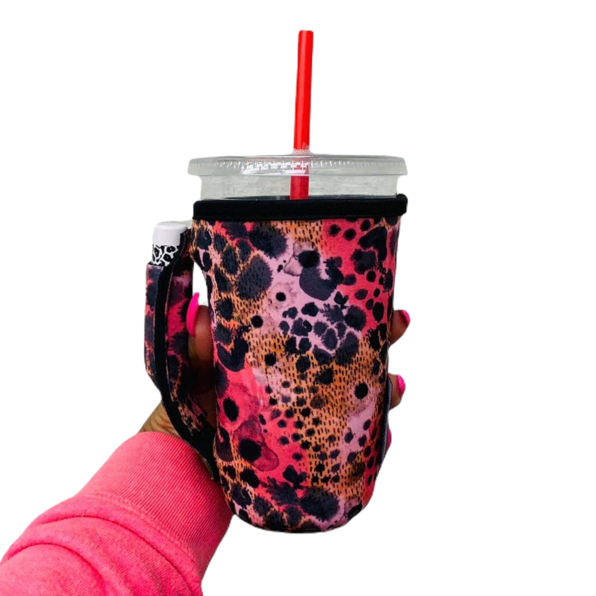 Blushing Leopard 16oz PINT Glass / Medium Fountain Drinks and Tumbler Handlers™