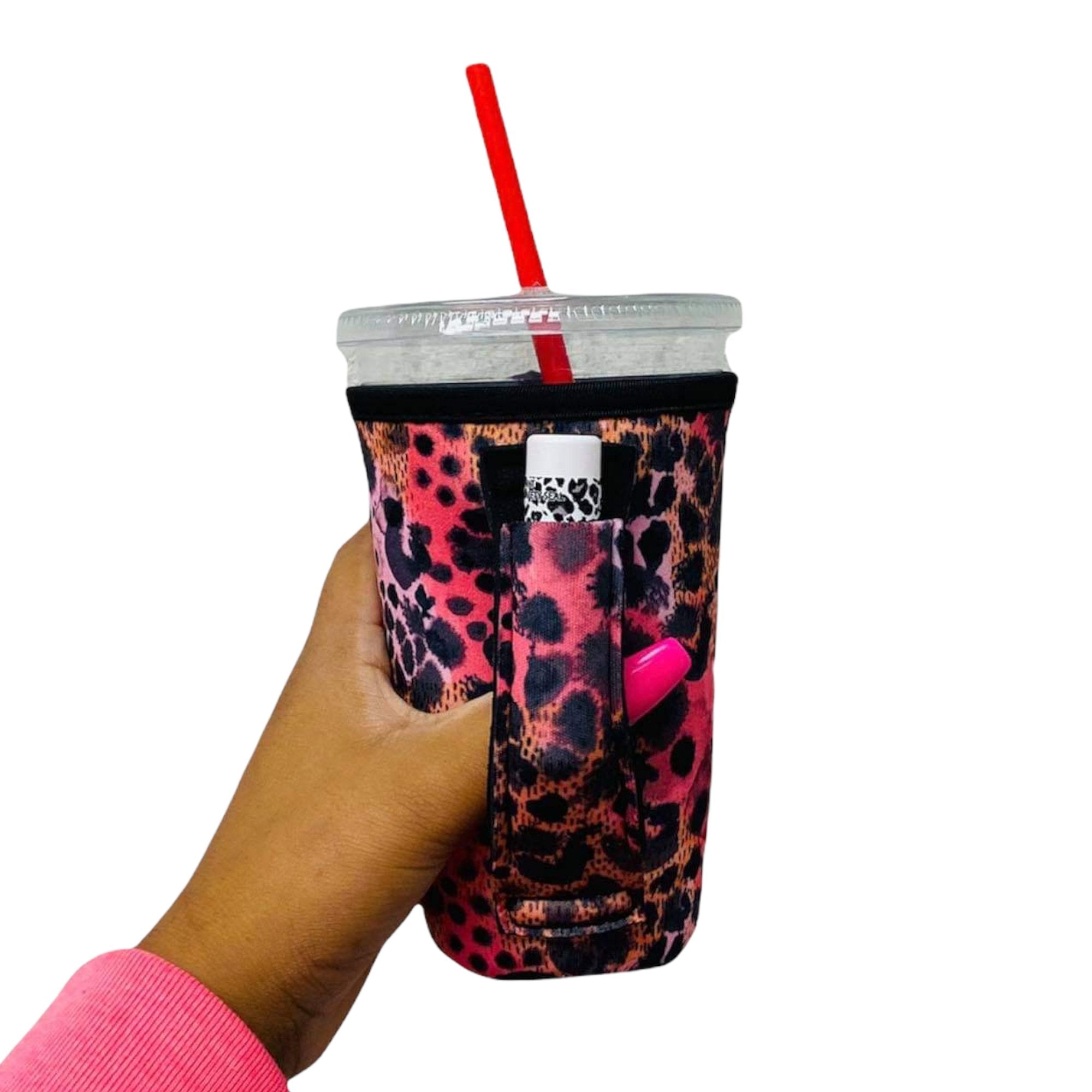 Blushing Leopard 16oz PINT Glass / Medium Fountain Drinks and Tumbler Handlers™