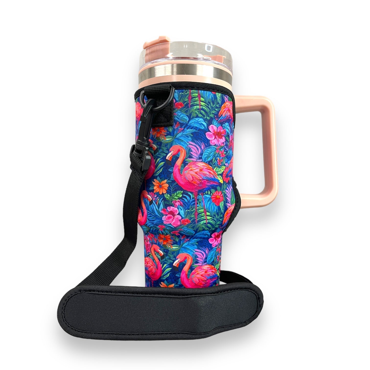 Bright Flamingo 40oz Tumbler With Handle Sleeve