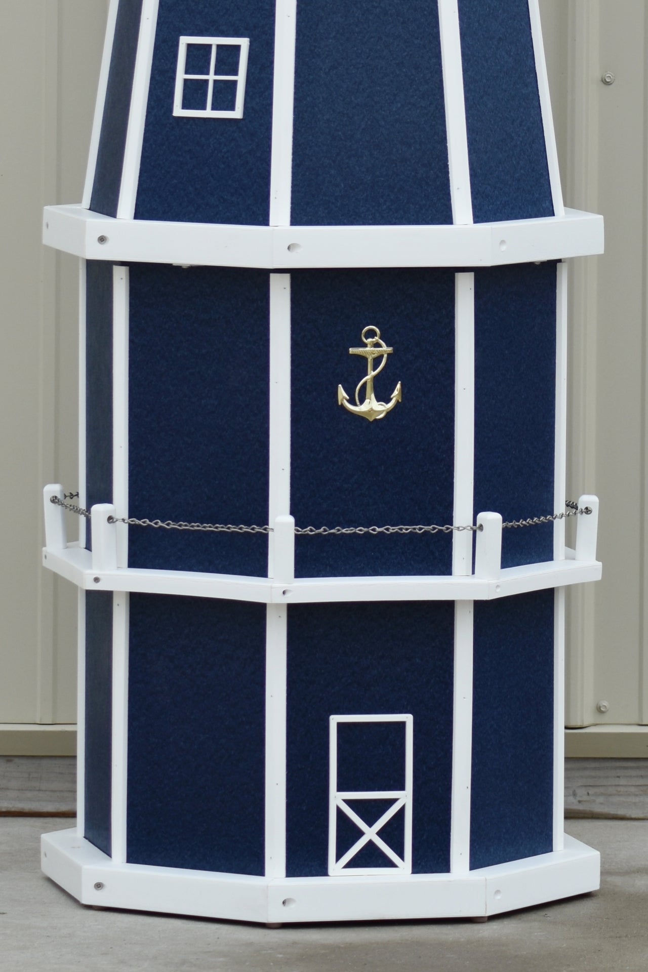 6 ft. Octagon Solar and Electric Powered Poly Lighthouses Patriot Blue and White