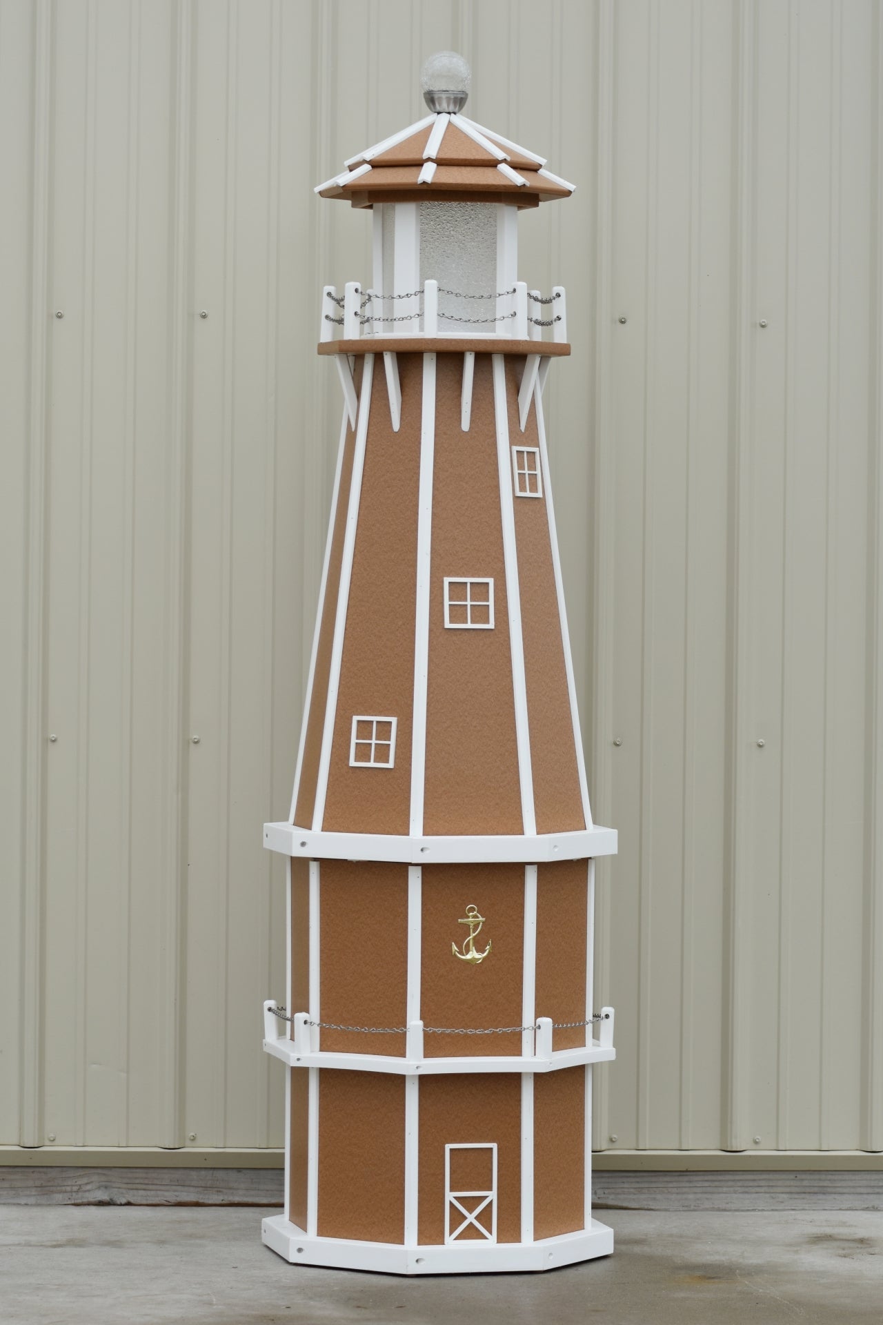 6 ft. Octagon Solar and Electric Powered Poly Lighthouses Carmel with white trim